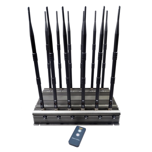 12 Antennas 70W Powerful Cellphone WIFI GPS LOJACK UHF VHF signal Jammer with Remote control jamming up to 80m