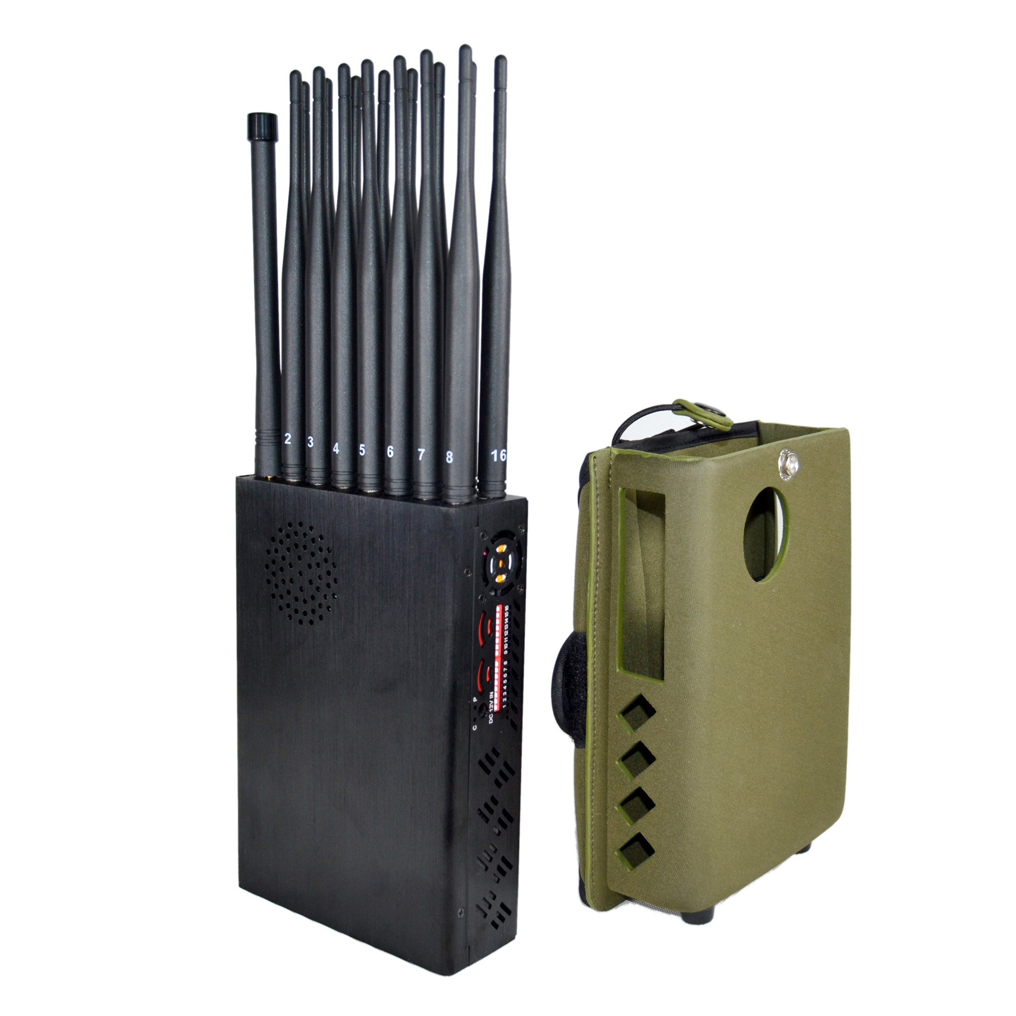 2020 16 Watt New Handheld 16 Bands Cell Phone Signal Jammer With Nylon Cover,Blocking 5G 4G Wi ...